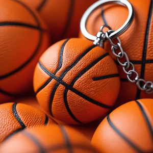 Móc khóa bóng rổ da thủ công với đường vân nổi bật